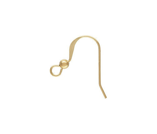 Ear Wire Flat w/3.0mm Bead, 14k gold filled, sterling silver, 14k rose gold filled, Made in USA. #4006409