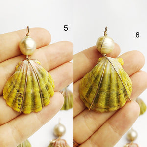 Sunrise Shell Wire and Pearl Pendants from Hawaii - Natural Color - Sunrise Shells - Sunnies (386 No. 1-10)