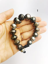 Tahitian Pearl Bracelet on Leather - 16mm to 10mm (395 No. 1-3)