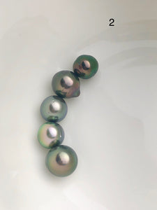 5 Pearls - Multicolor Tahitian Peacock Loose pearls - Semi-Round to Oval - A+ Quality - 10 to 11mm (#586 No. 1-6)