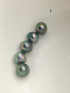 5 Pearls - Multicolor Tahitian Peacock Loose pearls - Semi-Round to Oval - A+ Quality - 10 to 11mm (#586 No. 1-6)