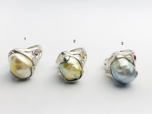 Handcarved Sterling Silver South Sea Pearl Rings - Natural Color - Southsea Pearls - Statement Ring (431 No. 1-3)
