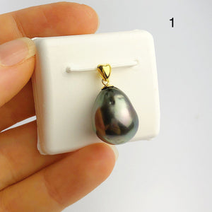 13-14mm Tahitian Pearl Pendants on 18K Gold Plated Sterling Silver (438 No. 1-4)