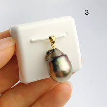 13-14mm Tahitian Pearl Pendants on 18K Gold Plated Sterling Silver (438 No. 1-4)