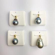 13-14mm Tahitian Pearl Pendants on 18K Gold Plated Sterling Silver (440 No. 1-4 )