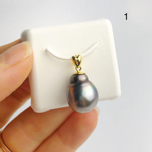 13-14mm Tahitian Pearl Pendants on 18K Gold Plated Sterling Silver (440 No. 1-4 )