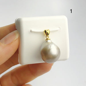13-14mm Tahitian Pearl Pendants on 18K Gold Plated Sterling Silver (441 No. 1-4)