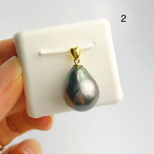 13-14mm Tahitian Pearl Pendants on 18K Gold Plated Sterling Silver (441 No. 1-4)