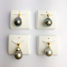 13-15mm Tahitian Pearl Pendants on 18K Gold Plated Sterling Silver (450 No. 1-4)