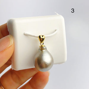 13-15mm Tahitian Pearl Pendants on 18K Gold Plated Sterling Silver (450 No. 1-4)