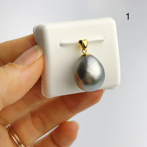13-14mm Tahitian Pearl Pendants on 18K Gold Plated Sterling Silver (451 No. 1-4)
