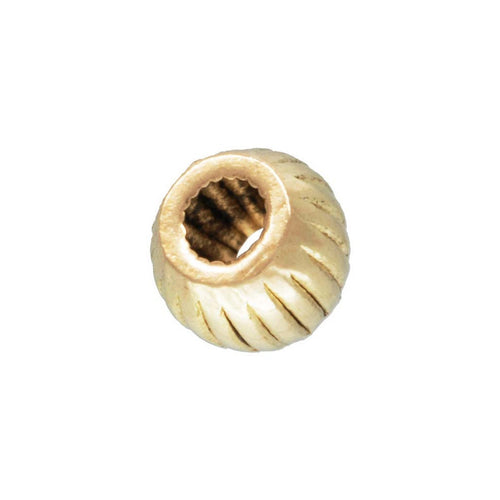 2.0mm Straight Corrugated Bead 1.0mm Hole,  14k gold filled. Made in USA. #4004720C