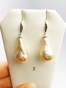 All Natural Edison Freshwater Baroque Pearl Drop Earrings on 925 Sterling Silver (475 No. 1-3)