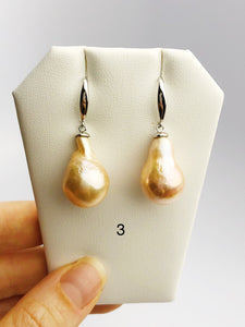 All Natural Edison Freshwater Baroque Pearl Drop Earrings on 925 Sterling Silver (476 No. 1-3)