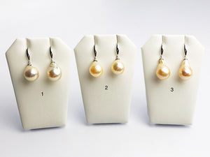 All Natural Edison Freshwater Baroque Pearl Drop Earrings on 925 Sterling Silver (476 No. 1-3)