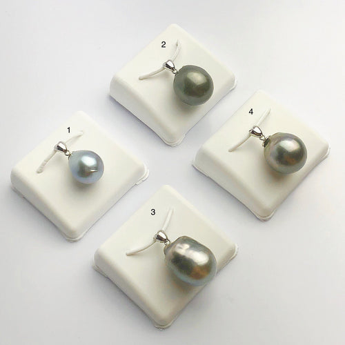12-14mm Tahitian Pearl Pendants on 925 Sterling Silver (493 No. 1-4)