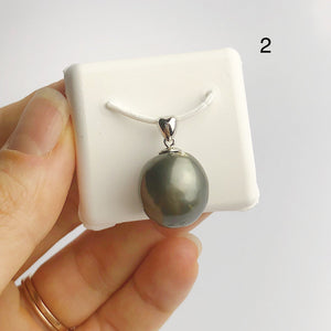12-14mm Tahitian Pearl Pendants on 925 Sterling Silver (493 No. 1-4)