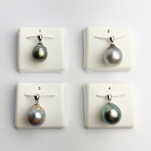 12-14mm Tahitian Pearl Pendants on 925 Sterling Silver (495 No. 1-4)