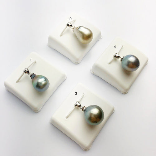12-14mm Tahitian Pearl Pendants on 925 Sterling Silver (497 No. 1-4)