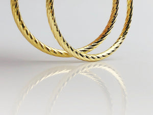 14k 2mm Gold Twist Hoop Earrings - 1 1/8" to 1/2" - Made in USA (#882-205, 208, 207, 206)