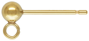 3.0mm Ball Earring w/Ring, 14k gold filled, Sterling Silver, 14k Rose gold Filled, #4006230R