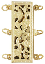 9.0x23.0mm Rectangle Filigree Pearl Clasp 3 Row, 14k gold filled. Made in USA. #4003580