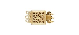 8.5x8.5mm Square Filigree Pearl Clasp 3 Row, 14k gold filled. Made in USA. #4003577