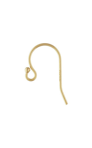 Ball End Ear Wire 11.5x20.0mm (0.66mm) GP, 14k gold filled, Sterling Silver, 14k Rose Gold Filled,  Made in USA. #4006418