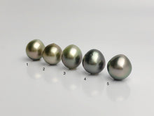 AAA Quality Multicolor Tahitian Peacock Loose Pearls - Short Drop Shape - 12mm (#571 No. 1-5)