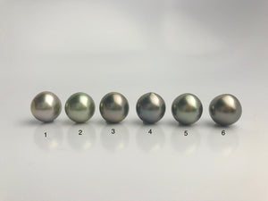 AAA Quality Multicolor Tahitian Peacock Loose Pearls - Short Drop Shape - 12mm (#573 No. 1-6)