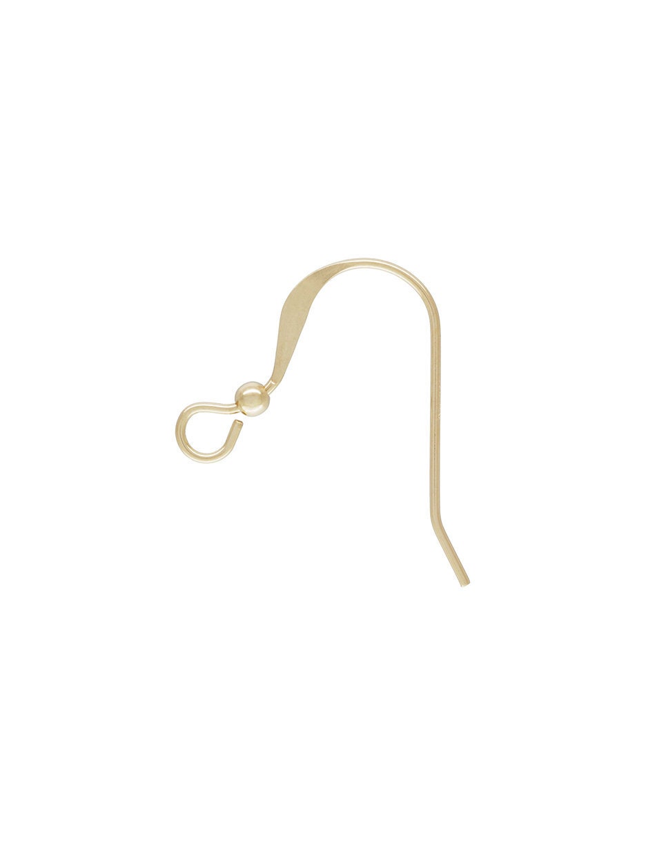 Ear Wire Flat w/2.0mm Bead (0.61mm), 14k gold filled. 14k Rose Gold Filled, Sterling Silver. #4006411