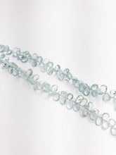 HALF OFF SALE - Aquamarine Faceted Flat Pear Gemstone Beads, Full Strand, Semi Precious Gemstone, 8"