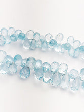 HALF OFF SALE - Sky Quartz Faceted Drop Gemstone Beads, Full Strand, Semi Precious Gemstone, 8"