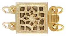 8.5x8.5mm Square Filigree Pearl Clasp 2 Row, 14k gold filled. Made in USA. #4003576