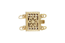7.5x10.5mm Rectangle Filigree Pearl Clasp 2 Row, 14k gold filled. Made in USA. #4003578
