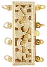 9.0x23.0mm Rectangle Filigree Pearl Clasp 4 Row, 14k gold filled. Made in USA. #4003581