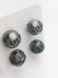 Carved Hawaiian Shaka Tattoo Tahitian Pearl 13mm (677)