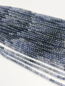 HALF OFF SALE - Blue Iolite Shaded Ombre Gemstone Beads, Full Strand, Semi Precious Gemstone, 13"