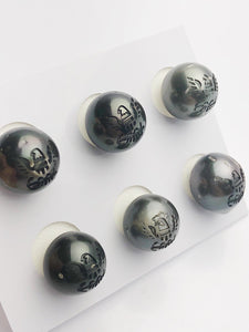 Carved Navy Logo Tattoo Tahitian Pearl 12-13mm (720)