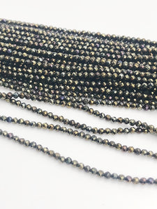 HALF OFF SALE - Coated Black Spinel Gemstone Beads, Full Strand, Semi Precious Gemstone, 13"