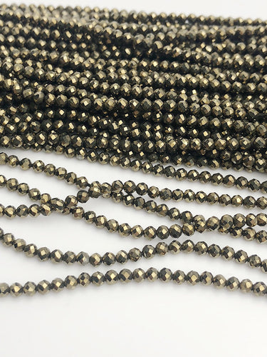 HALF OFF SALE - Pyrite Gemstone Beads, Full Strand, Semi Precious Gemstone, 13