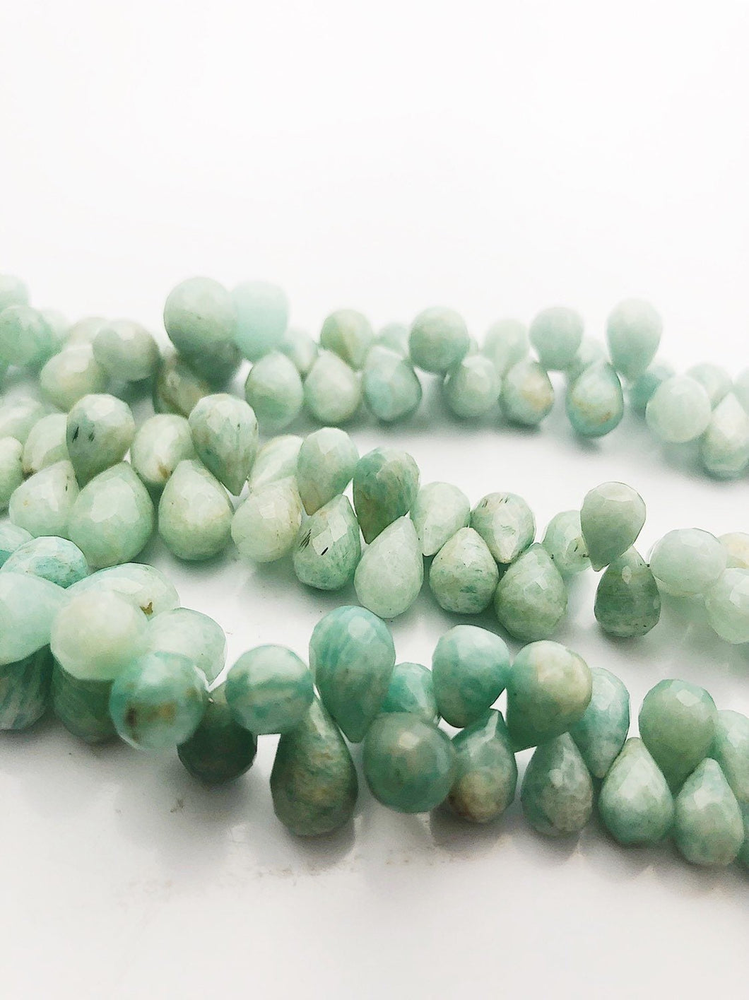 HALF OFF SALE - 13-8.5mm Amazonite Faceted Drop Gemstone Beads, Full Strand, Semi Precious Gemstone, 8