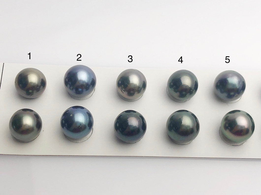 Tahitian Matched Pairs Loose Pearls, AA 11-12mm, Round Multi Colors, #639