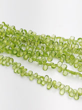 HALF OFF SALE - Peridot Flat Faceted Pear Gemstone Beads, Full Strand, Semi Precious Gemstone, 8"