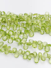 HALF OFF SALE - Peridot Flat Faceted Pear Gemstone Beads, Full Strand, Semi Precious Gemstone, 8"