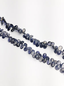 HALF OFF SALE - Iolite Flat Faceted Pear Gemstone Beads, Full Strand, Semi Precious Gemstone, 8"