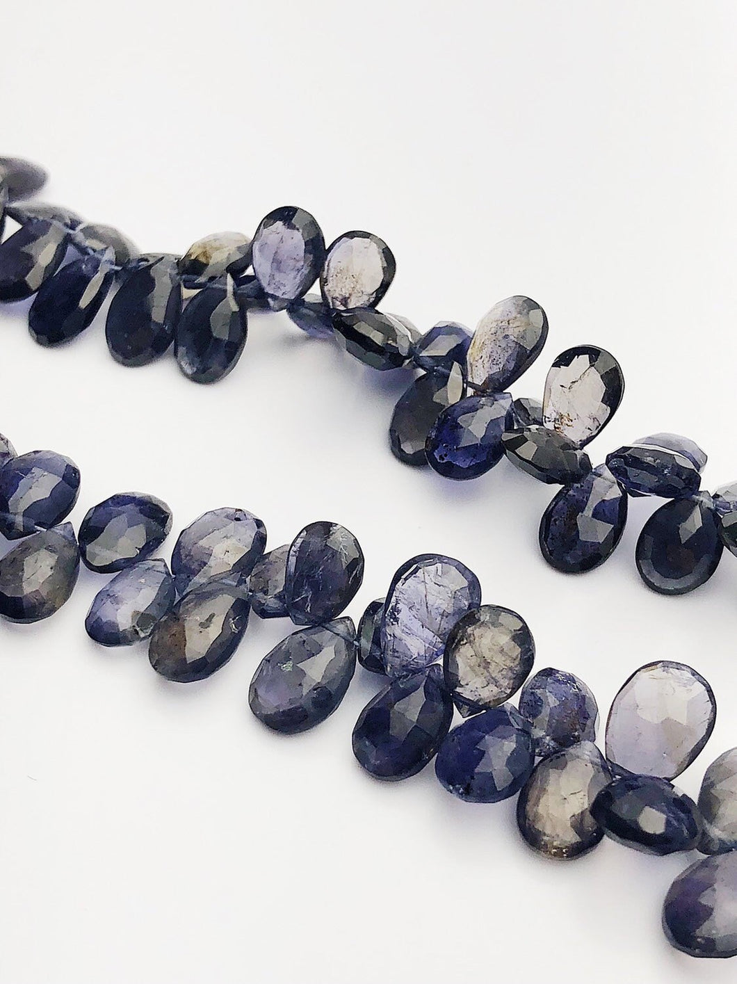 HALF OFF SALE - Iolite Flat Faceted Pear Gemstone Beads, Full Strand, Semi Precious Gemstone, 8