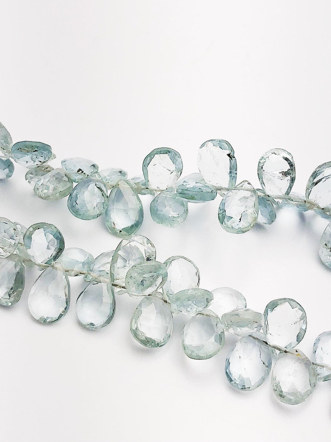 HALF OFF SALE - Aquamarine Faceted Flat Pear Gemstone Beads, Full Strand, Semi Precious Gemstone, 8