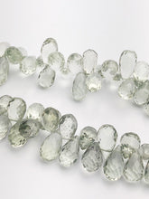 HALF OFF SALE - Green Amethyst Faceted Drop Gemstone Beads, Full Strand, Semi Precious Gemstone, 8"