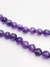 HALF OFF SALE - Amethyst Faceted Round Gemstone Beads, Full Strand, Semi Precious Gemstone, 8"